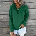 thumbnail image 2 of UPPADA Waffle Hoodies for Women Casual Button Down Sweatshirt Drawstring Long Sleeve Pullover Tops Fall Winter Clothes with Pockets Green,M, 2 of 5