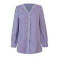 thumbnail image 4 of Dgankt Long Sleeve Shirts for Women Fashion V-Neck Long Sleeve Casual T-Shirt Top Solid Blouse,Size S-3XL, 4 of 6