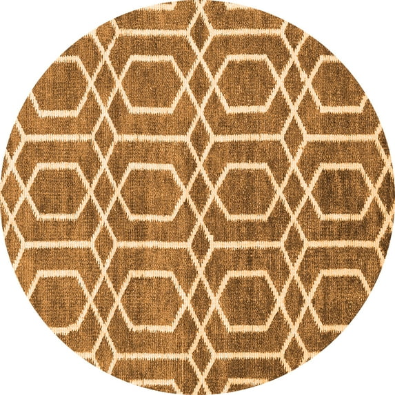 Ahgly Company Indoor Round Abstract Orange Contemporary Area Rugs, 5' Round