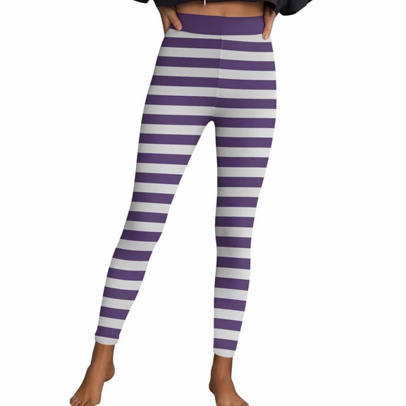 Womens Striped Leggings for Colorful Printed Long Pant Bottoms Stretch and Soft
