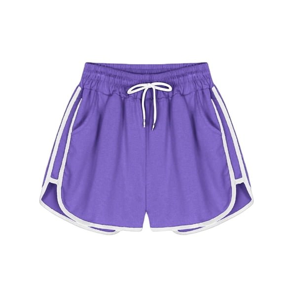 VEKDONE Women's Athletic Shorts with Pockets Drawstring Waist Quick Dry Workout Running Gym Shorts Summer Casual Lightweight Sports Shorts Purple XXL