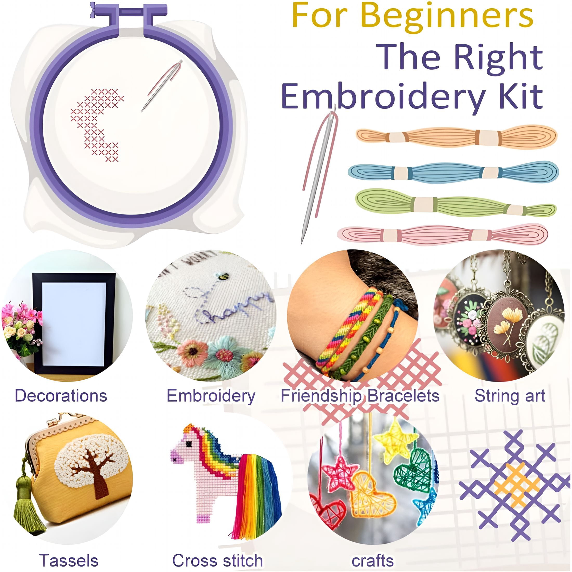 CURYMAY Friendship Bracelet String 500 Skeins Rainbow Color Embroidery Floss Cross Stitch Embroidery Thread Cotton Floss Bracelet Yarn, Craft Floss 50skeins x10 Pack