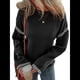thumbnail image 3 of Suéteres para Mujer, Cuello Redondo Liso, Corte Holgado, Larga, Punto en Contraste, Jersey, Tops Negro L, 3 of 9