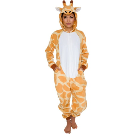 Silver Lilly Adult Slim Fit One Piece Halloween Costume Giraffe Pajamas