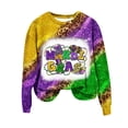 thumbnail image 2 of CEHVOM Chemises Mardi Gras pour Femmes Chandails en Molleton, Chandails en Molleton Mardi Gras Grande Taille, Chandails en Molleton à Manches Longues Col Rond Léopard Graphique Color Block, Chandail Tendance Tops de Carnaval T-Shirt Blouse, 2 of 6