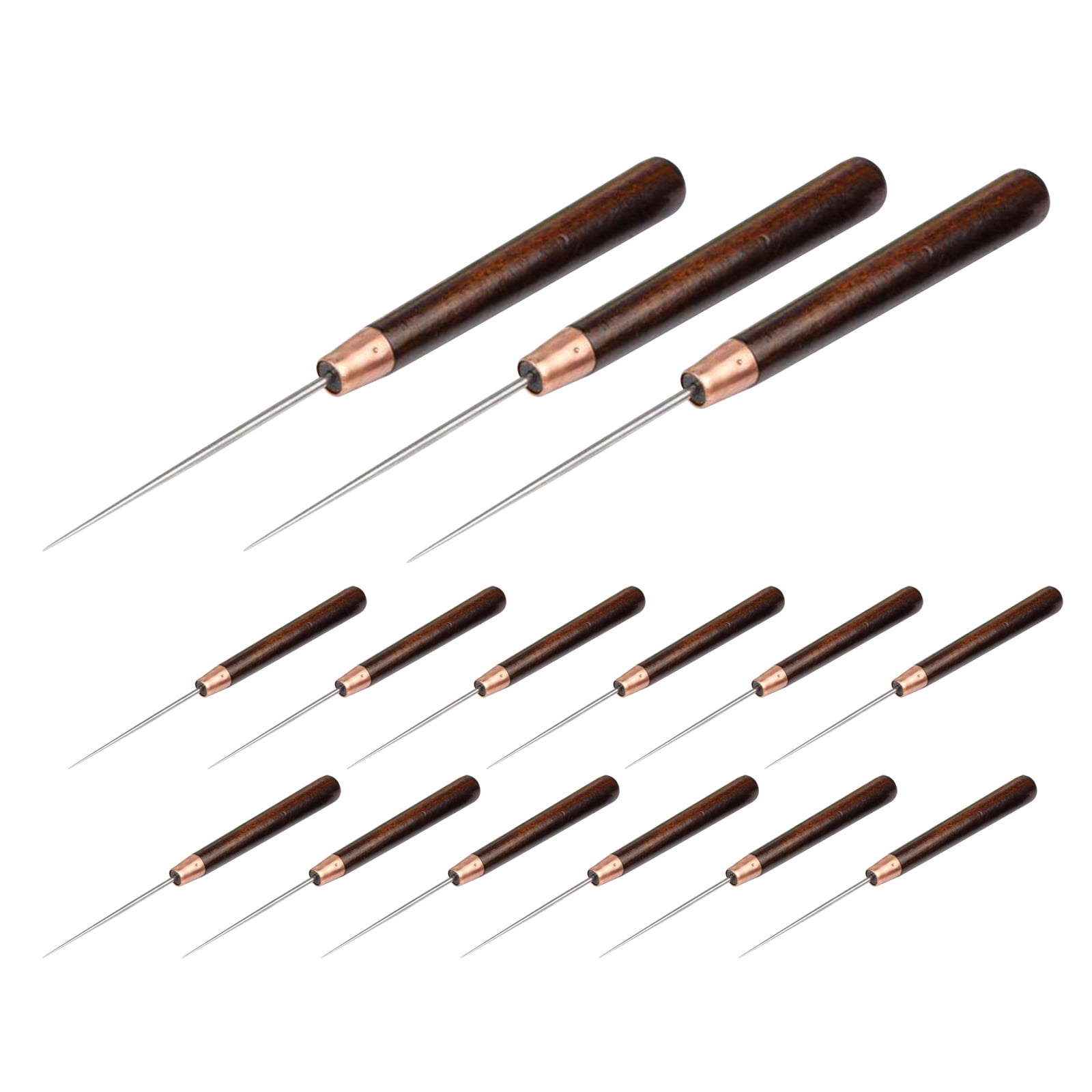 WRITWAA 15-Piece Wood Handle Awl Tool Set Hand Stitching Awls for Sewing Tailoring and Multipurpose Wood Craft Projects