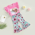 thumbnail image 2 of Esaierr Toddler Girl T-Shirt Printed Short Sleeve Round Neckt-Shirt Top+fashion Printed Bell Bottoms for 12M-4T, 2 of 4