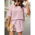 thumbnail image 2 of EASYBRAUS Women Batwing Sleeve Top and Shorts Set Summer 2025 Casual Two Piece Outfit S-XXL, 2 of 7