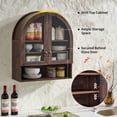 thumbnail image 4 of SinCiDo Arched Wall Cabinet with Adjustable Shelves & Glass Doors, Brown, 4 of 7