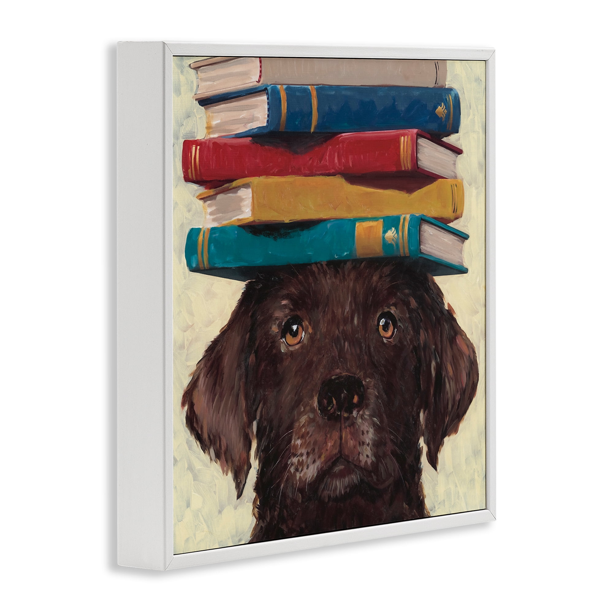 Stupell Industries Studious Abby Dog White Framed Giclee Art, design by Studio Bautista