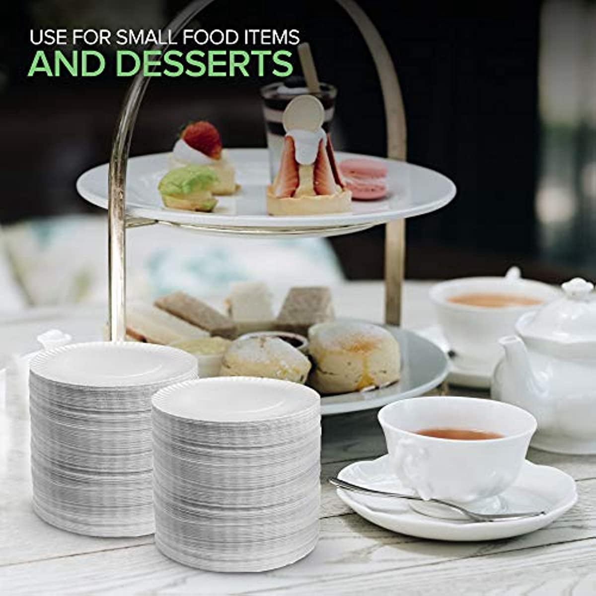 6-In/9 In Paper Plates Uncoated, Disposable Dessert Plates 6" Paper Plate Bulk, White
