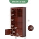thumbnail image 2 of Qeetex 63 - pulgada altura estante con doors, moderno scalloped design, 5 - tier almacenamiento gabinete oficina en casa, sala estar, dormitorio, deep almacenamiento estantes heavy books - walnut, 2 of 7