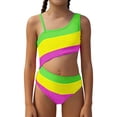 thumbnail image 5 of LIJCC Toddler Girl One-Piece Color-Block Swimsuit – Asymmetrical Strap Design with Cutout Waist Detail, Bold Striped Pattern, Perfect for Beach & Pool Adventures, 5 of 5