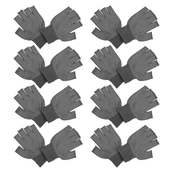 OATIPHO 8Pairs Fingerless Work Gloves Grey Antislip Design for Enhanced Grip and Precision Tasks