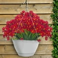 thumbnail image 5 of 6 Bundles Artificial Fake Flowers for Outdoors UV Resistant Faux Silk Flowers Realistic Morning Glory Greenery Plants for Outside Garden Porch Hanging Planters Window Box Decoration (Deep Red), 5 of 7