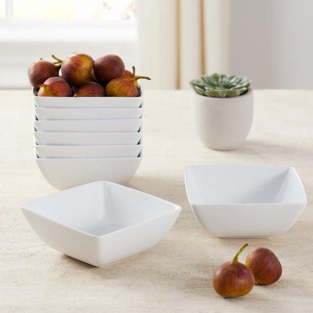 BETTER HOMES & GARDENS PORCELAIN SQUARE-SHAPED CEREAL BOWL, 8 PACK