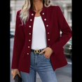 thumbnail image 4 of Conjunto de Chaqueta Informal de Negocios de Larga y Corte Entallado para Mujer, con Doble Botonadura y Abertura Frontal, para Otoño. Vino Tinto S, 4 of 7