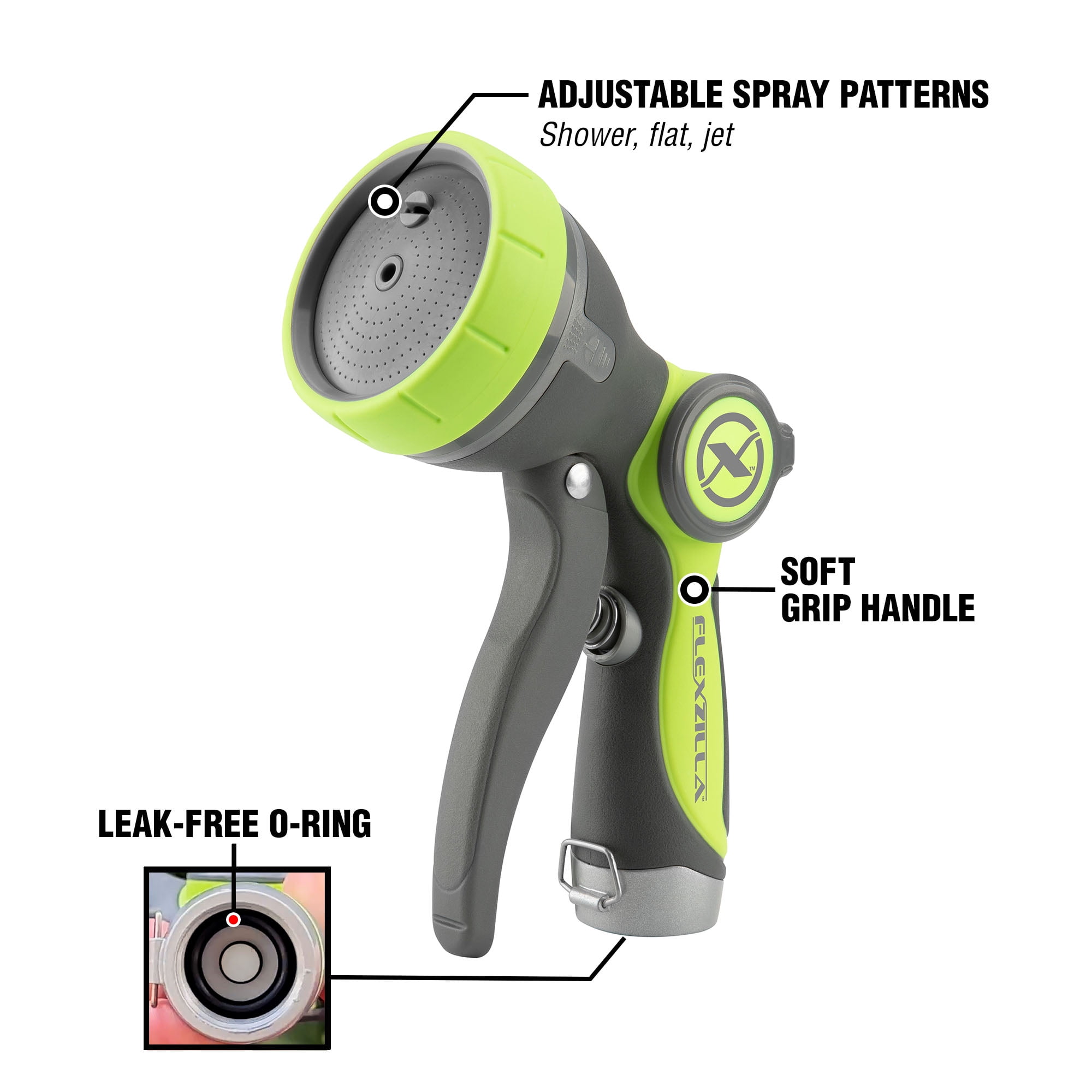 Flexzilla Garden Hose Nozzle - Heavy Duty Pistol Grip, Metal Construction, ZillaGreen