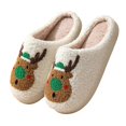 thumbnail image 2 of Tnobhg 1 Pair Plush Home Slippers Autumn Winter Mushroom Pumpkin Christmas Elk Fuzzy Warm Non-slip Flat Sole Men Women Universal Indoor Slides Shoes Footwear, 2 of 8