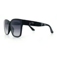 thumbnail image 6 of Womens Inset Lens Large Plastic Rectangle Horn Rim Marble Inlay Sunglasses Black Brown Grey - Smoke, 6 of 8