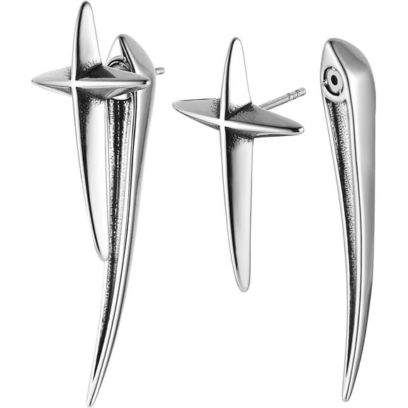 Cross Star Earring for Men Women Stainless Steel Hip Hop Piercing Ear Spike Stud Earring Party Jewelry Gift