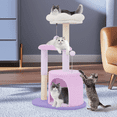 thumbnail image 3 of Magshion 33" Cat Tree for Indoor Cats with Sisal Scratching Posts, Top Perch, and Cat Cave, Purple, 3 of 9