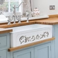 thumbnail image 3 of St. Ives Ornamental 33" Reversible Fireclay Kitchen Sink with  Intricate Embossed Vine Design Front Apron on one side and an Elegant Beveled Front Apron on the Opposite Side, 3 of 7