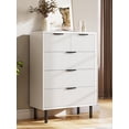 thumbnail image 5 of Garvee Storage Dresser with 5 Drawers, Wide Modern Chest of Drawers, White Closet Dresser Organizer with Metal Frame, Anti-Tipping Device, Bedroom Furniture for Hallway or Entryway, 5 of 6