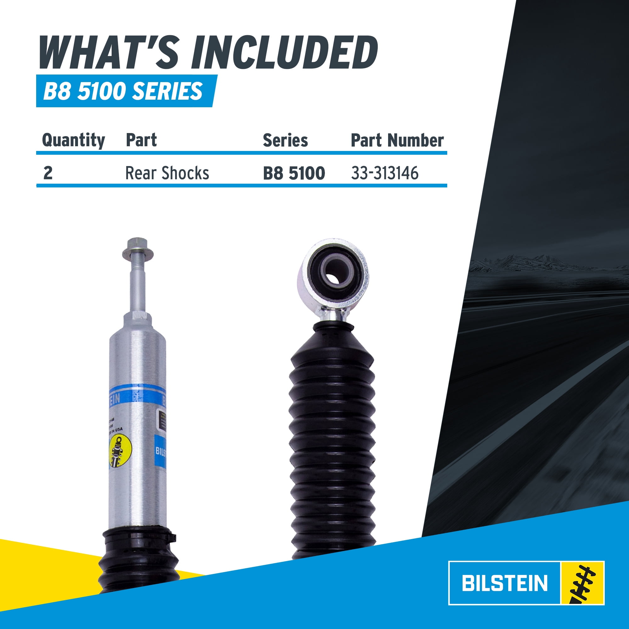 Bilstein Pair of Rear B8 5100 Series Shocks Compatible with 2003-2024 4Runner w/o X-REAS Suspension and with 0.5-2.5" Rear Lift