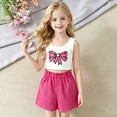 thumbnail image 2 of CUZIBR Child Summer Girls Outfit Sets 2 Piece O-Neck Cute Sleeveless Tops And Shorts Casual Playwear Breathable Toddler Kids Clothing Sets,Hot Pink,7-8 Years, 2 of 5