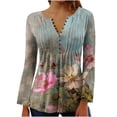 thumbnail image 3 of QATAINLAV Fall Long Sleeve Tops for Women Casual Button V Neck Oversized Pullover Floral Print Shirts Streetwear, Multicolor, M, 3 of 6