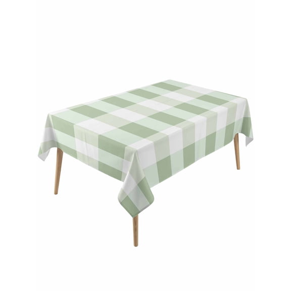 Sage Green Plaid Rectangle Tablecloth, Spring Farmhouse Buffalo Checkered Waterproof & StainResistant Tablecloth, Washable Oil-proof Table Cover for Dining/Party/Wedding/Camping/Buffet 54x108 In