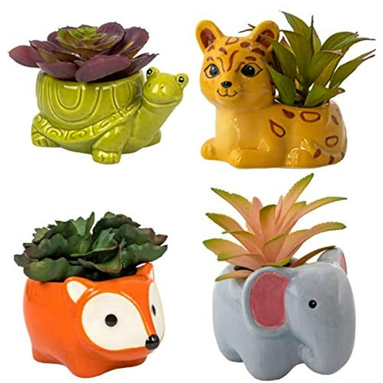 Succulent Pots, 4 Pack Ceramic Planters for Indoor Plants, 3.5 Inch Bo –  Ecoloversstore