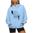 thumbnail image 2 of IROINID Rabais Hauts à Manches Longues pour Femmes Col Rond à Capuche Imprimé Chandail Blouse Chandail en Molleton Hauts Chemises Hauts, Bleu Clair, 2 of 7