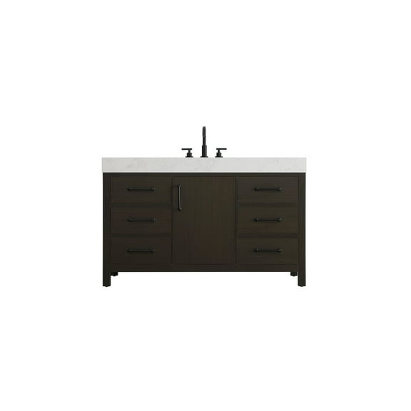 Elegant Kitchen and Bath 54 inch Single Bathroom Vanity In Mocha Brown