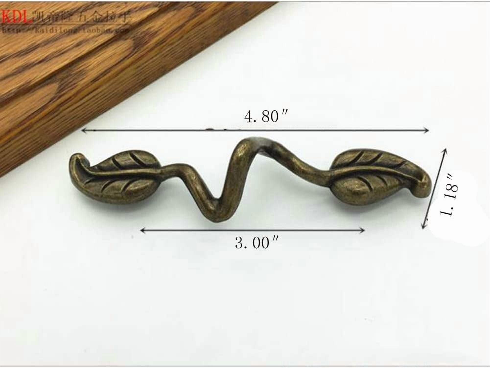 CATPAN Vintage Style Leafy Drawer Pull Dresser Handles Leaf Dresser Pulls Cabinet Knob Hardware for Kitchen Bedroom Bathroom 4 Pieces (Hole spacing 76mm)
