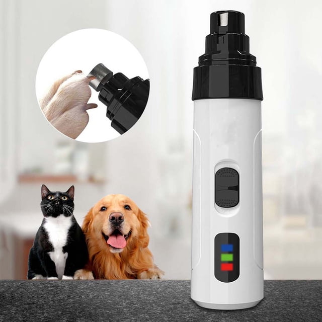 Set de Pulidor de Uñas y Cortaúñas Led Recargable para Mascotas | Silencioso Pro para Perros | Apto para Mascotas de Todos Los Tamaños | Batería de Larga Duración | 3 Puertos de Afilado | 2 Velocidad