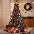 thumbnail image 2 of Árbol de Navidad Yaheetech de 2,3 m, preiluminado para Halloween, negro, con luces, 2 of 9