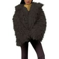 thumbnail image 2 of Women's Faux Fur Double Faced Plush Coat, Thickened Long Sleeve Cardigan, Warm Winter Open Front Jacket, Soft Lined Outerwear, Cozy Oversized Lapel Coat Brown L, 2 of 3