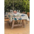 thumbnail image 3 of Outdoor Table Cloth with Umbrella Hole and Zipper,Blue Teal Spring Floral Waterproof Rectangle Tablecloth 54"x80",Watercolor Botanical Summer Flowers Table Cover for Outside Party Patio Picnic, 3 of 8