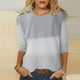 thumbnail image 2 of Camiseta estampada a la moda para mujer, blusa de manga 3/4 de longitud media, cuello redondo, camisetas informales, 2 of 5