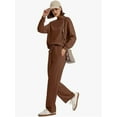 thumbnail image 6 of Women'S 2 Piece Sets Sweatshirt Casual Travel Outfits Lounge Wide Leg Tracksuit Cozy Sweatsuits Fashion Coffee XL, 6 of 7
