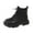 Black, variant on Girls Walking Ankle Boots Lace Up Boot Lug Sole Slip On Kids Winter Booties Casual School Shoes Low Heel Combat Boots PU Leather Boot Cowgirl Cowboy Western Bootie for Indoor Outdoor