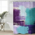 thumbnail image 2 of 60x72 Inch Shower Curtains for Bathroom Purple Turquoise Fabric Bath Curtain Decor Abstract Oil Painting Geometric Modern Waterproof Restroom Curtains Shower Set Accessories with 12 Hooks 60 Inch, 2 of 6
