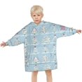 thumbnail image 3 of Blue Christmas Tree Pattern Blanket Hoodies for Kids 6-13YR Oversize Wearable Blanket Hoodies for Boys Girls Teens, 3 of 7