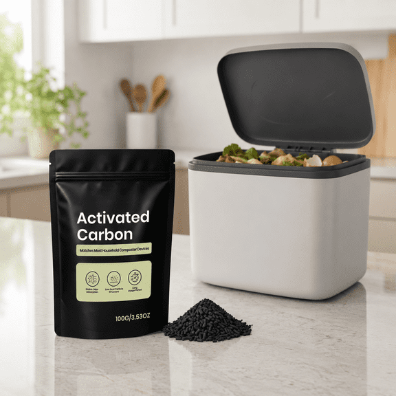 Activated Carbon Pellets 100g, Odor Absorbing Charcoal Refill for Composter Filter, Kitchen Waste Deodorizer