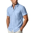 thumbnail image 4 of Men's Linen Short Sleeve Casual Shirt - Loose Fit Hawaiian Button Down, 4 of 6