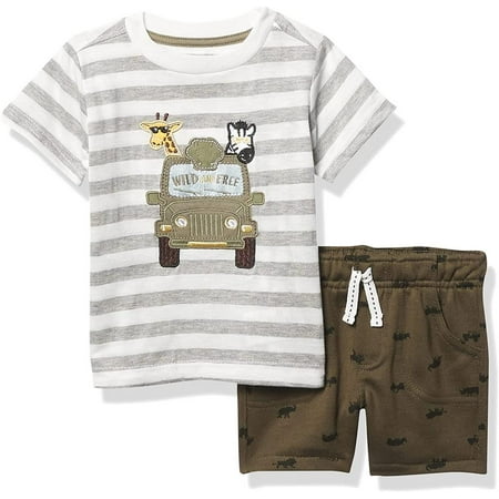 Kids Headquarters Boys 12-24 Months Safari Jeep Short Set (Grey 12 Months)