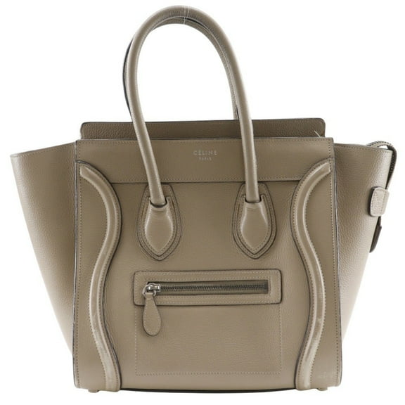 Pre-Owned Celine Luggage Micro Shopper Handbag, Beige Leather, A5, Women's (Fair)