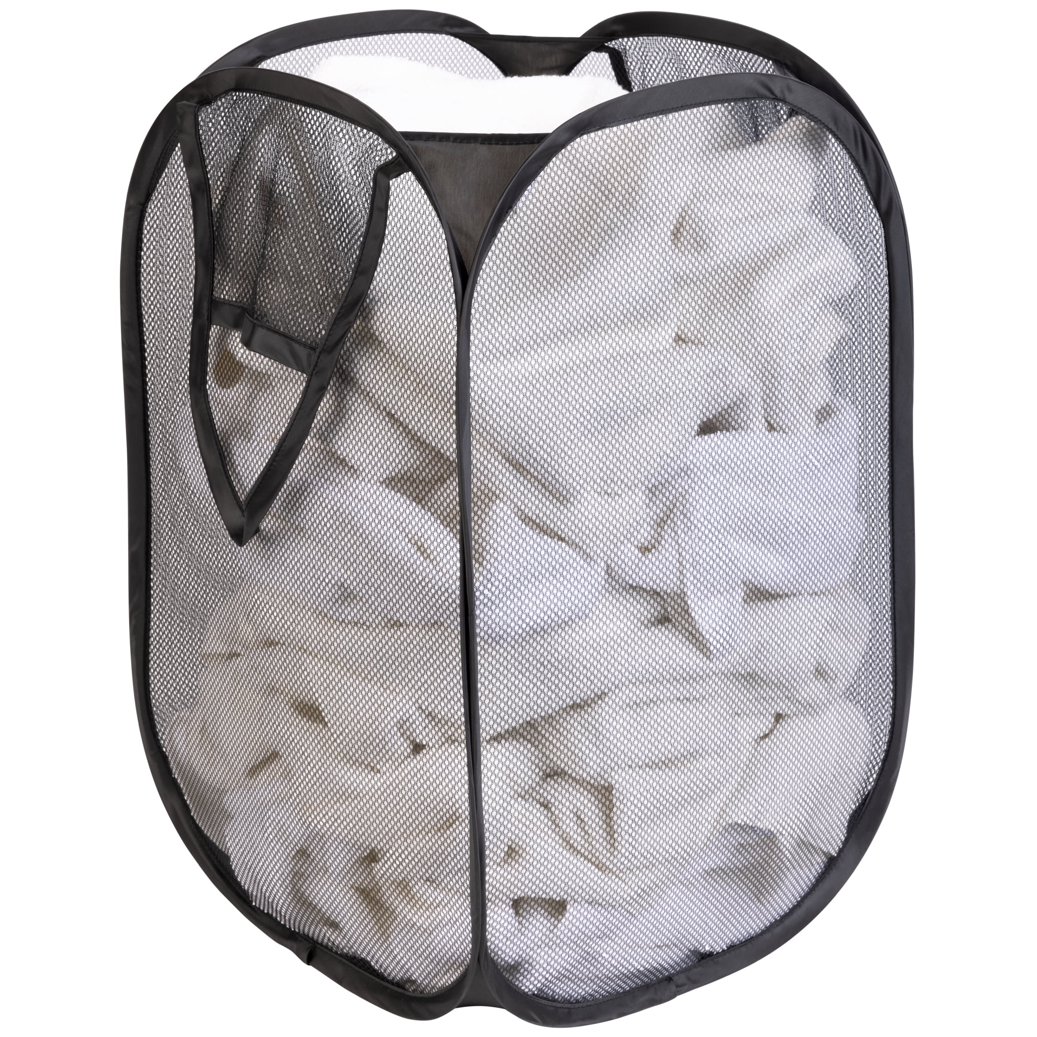 Mainstays Pop-Up Spiral Polyester Laundry Hamper, Rich Black, Adult